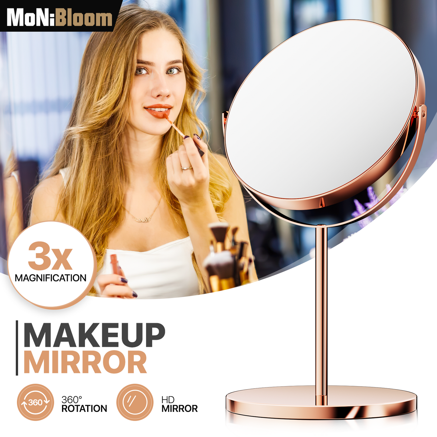 Double Sided Vanity Mirror - Round 6.5" Diameter - 1x/3x Magnification Mirror
