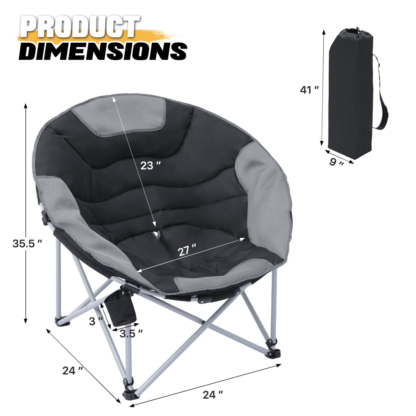 Champing Folding  Moon Chair - 37" Wide Padded Seat