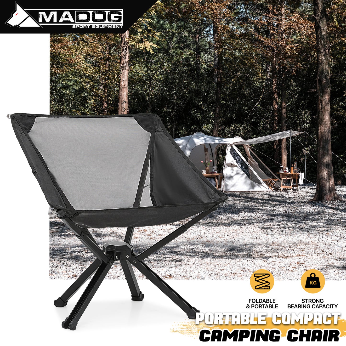 Folding Ultralight Camping Chair - Quick Open - 250lbs Weight Capacity