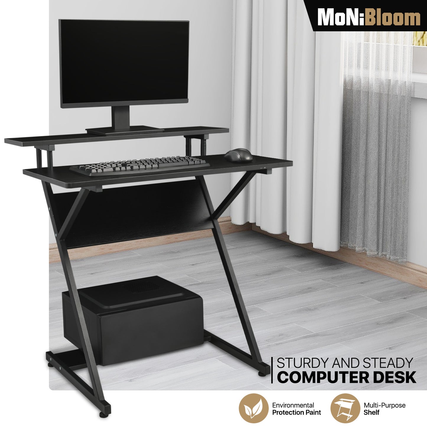 Computer Desk 31.5"x23"x32.5" - w/Monitor Shelf & CPU Stand