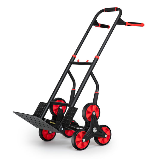 6-Wheeled Folding Hand Truck w/Stair Climber - Black/Red