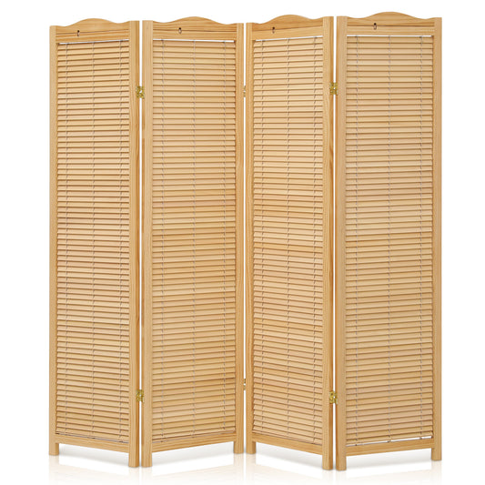 4-Panel Shutter Room Divider - Natural