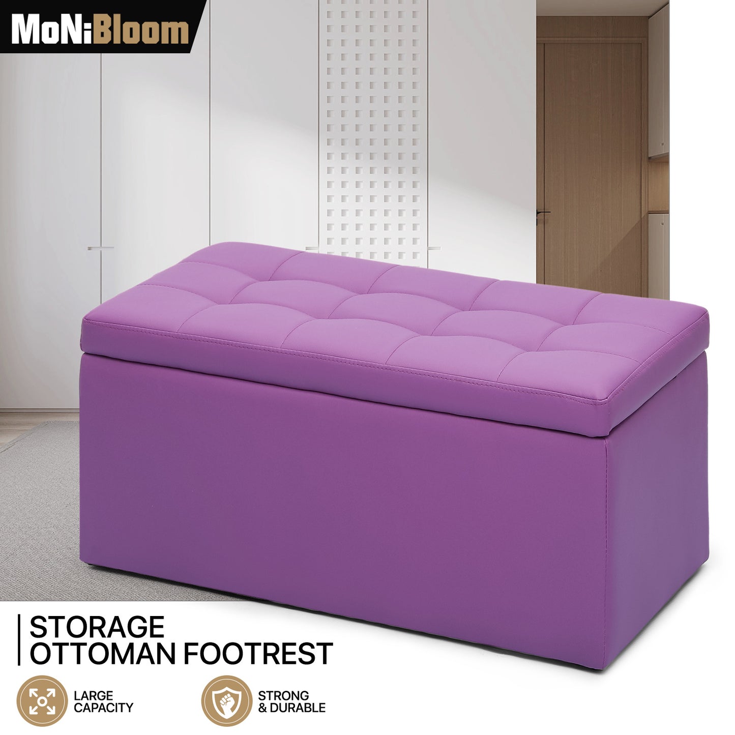 Storage Ottoman Bench Lift Top Footrest Stool End of Bed Upholstered Seat