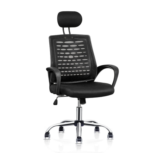 Mesh Task Chair with Headrest - Black - 29" x 47" Studded Mat Set