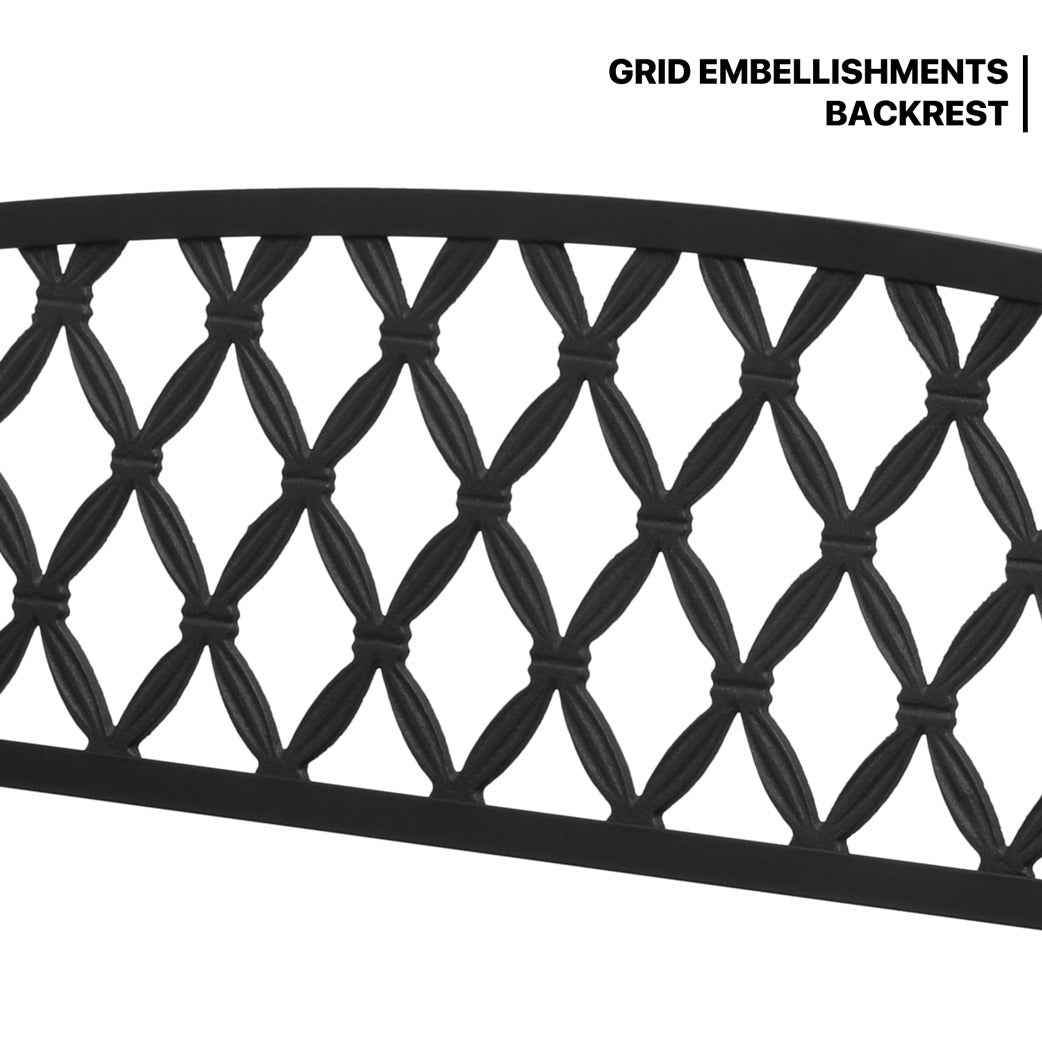 50" Iron Patio Garden Bench - Grid Pattern