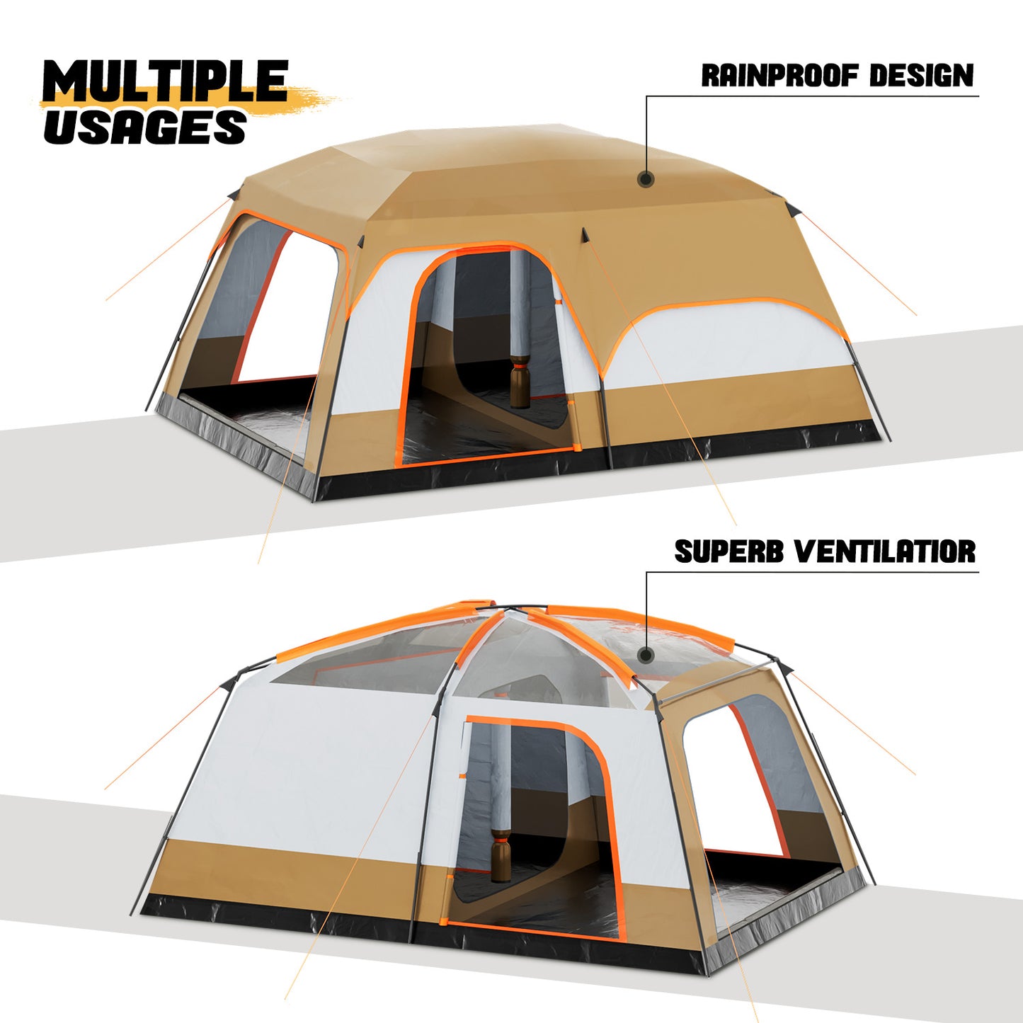 181'' Length Camping Tent - Detachable Room Divider