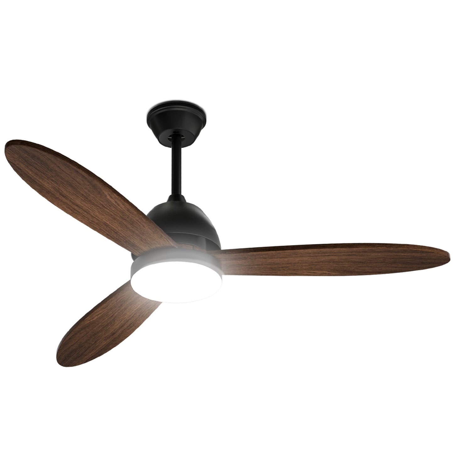 52" LED Ceiling Fan - 3 Blades - 3 Color Changing - 6 Speeds w/2 Down Rods