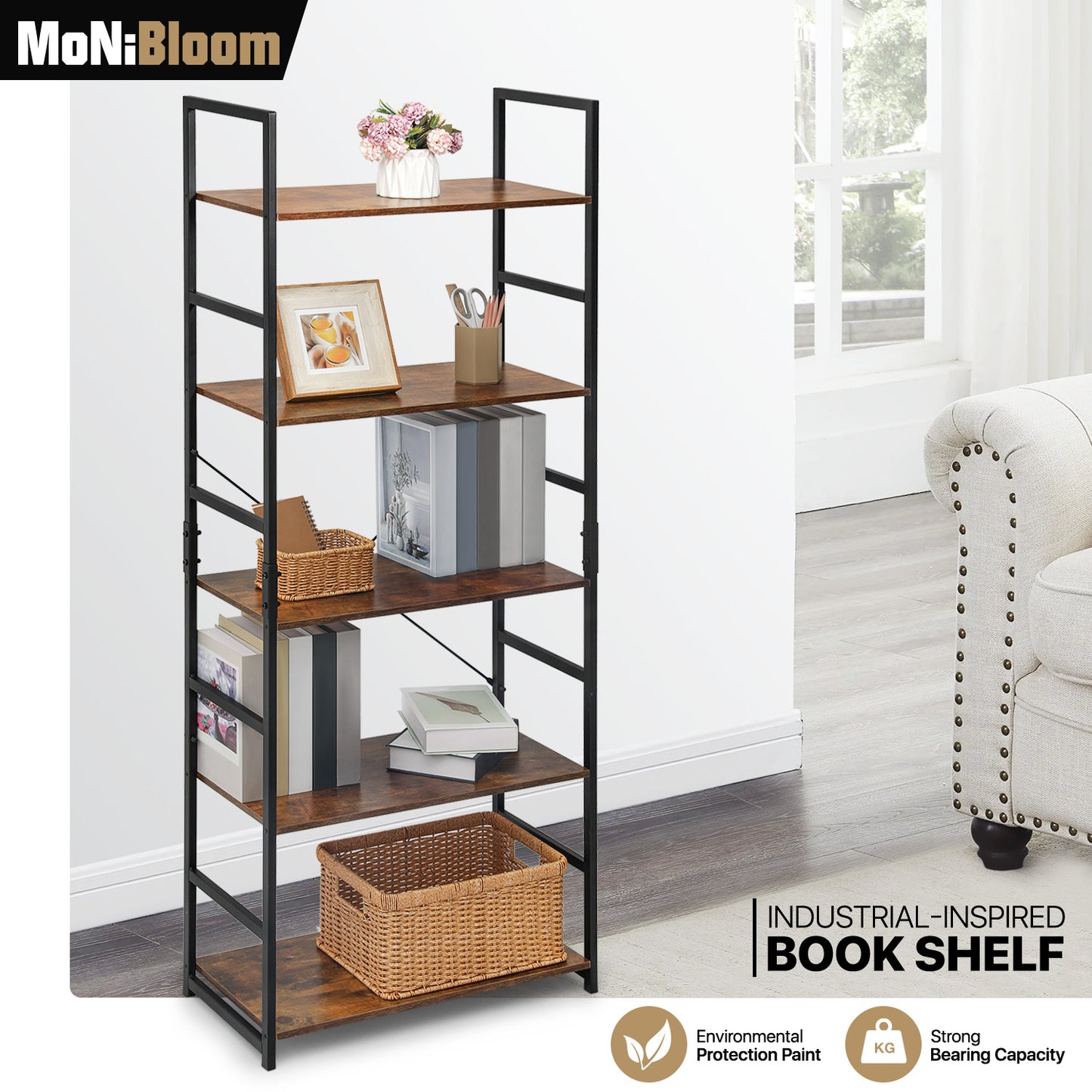 Multipose-use Bookcase Storage Rack 24"x12"x47.5" - 4 Tier