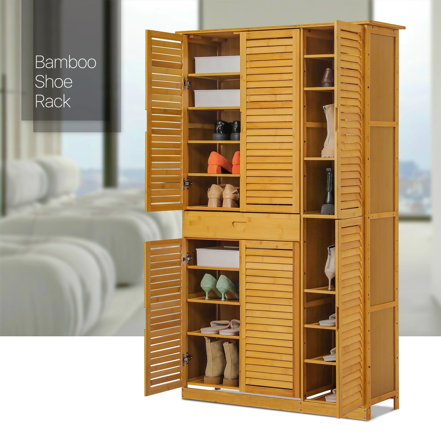 Louver Panel Shoe Cabinet 40