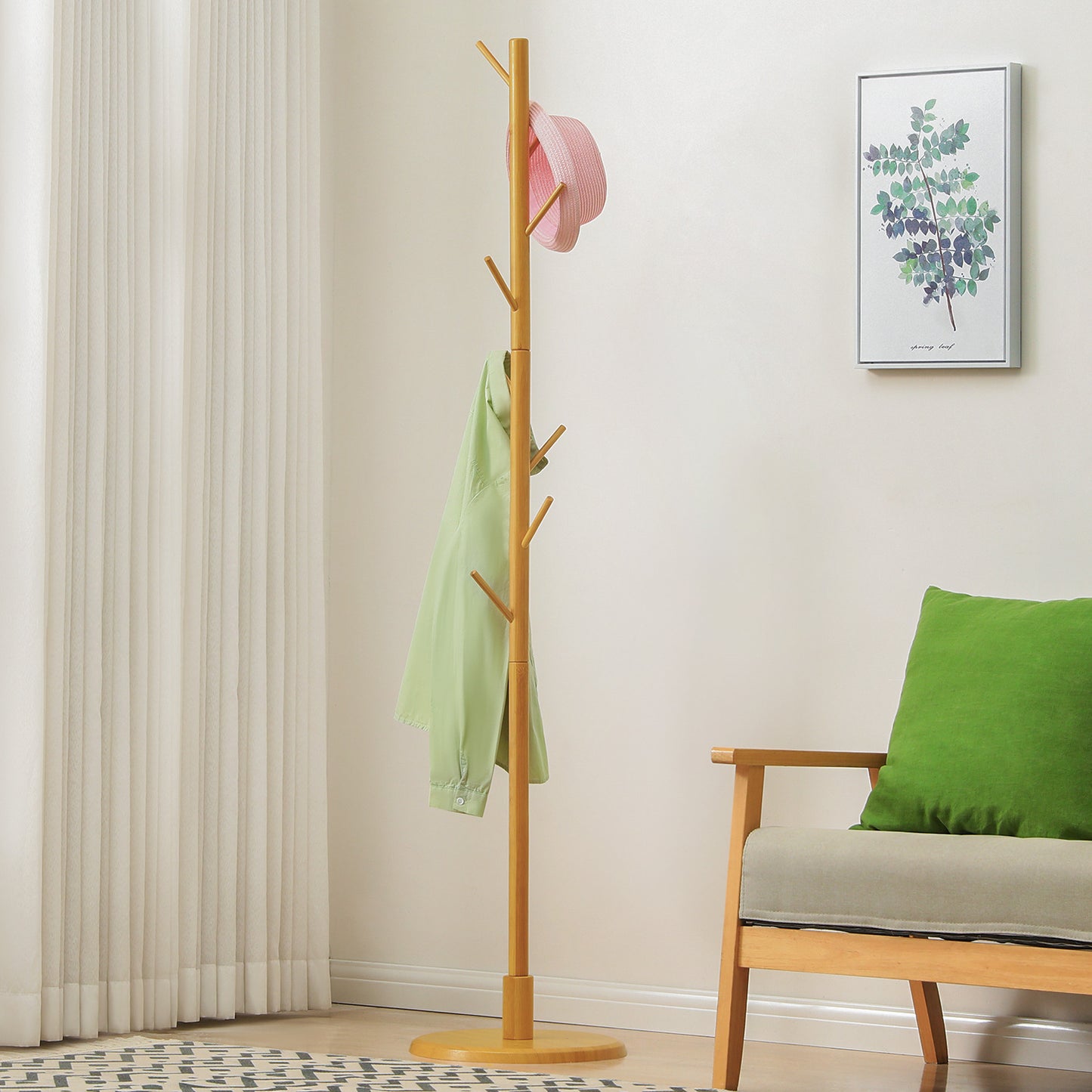 Coat Tree Stand - Round Base - Natural