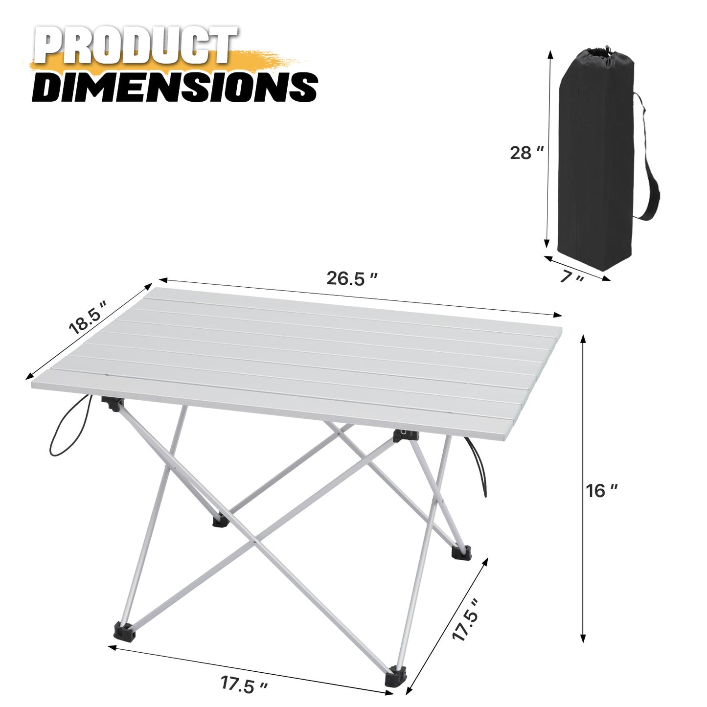 Folding Ultralight Camping Table 26.5"x18.5"x16"