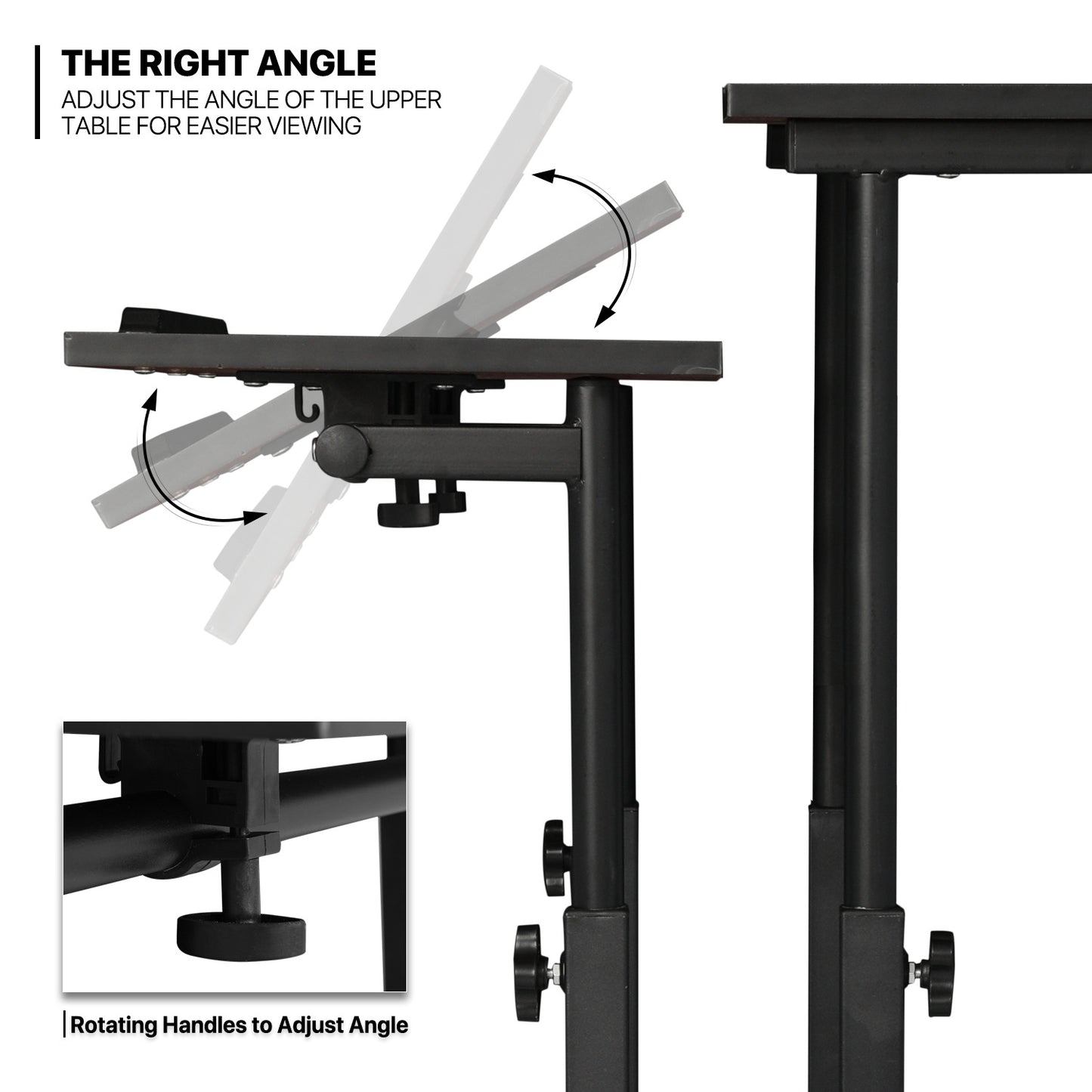 Rolling Lifting Computer Desk w/Monitor Shelf & CPU Stand - Adjustable Height & Tilt