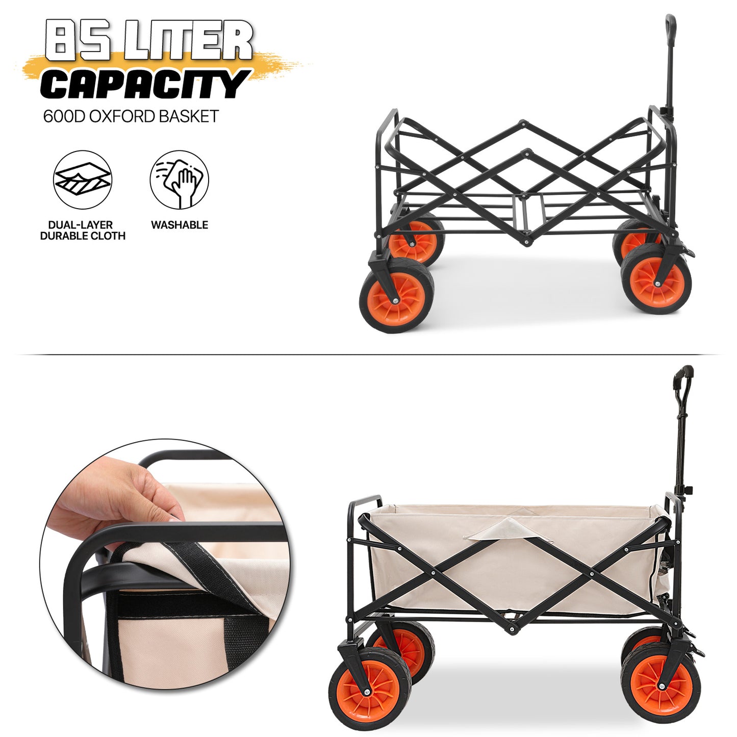 Camping Wagon Cart with Folding Table - 85L Capacity – MoNiBloom