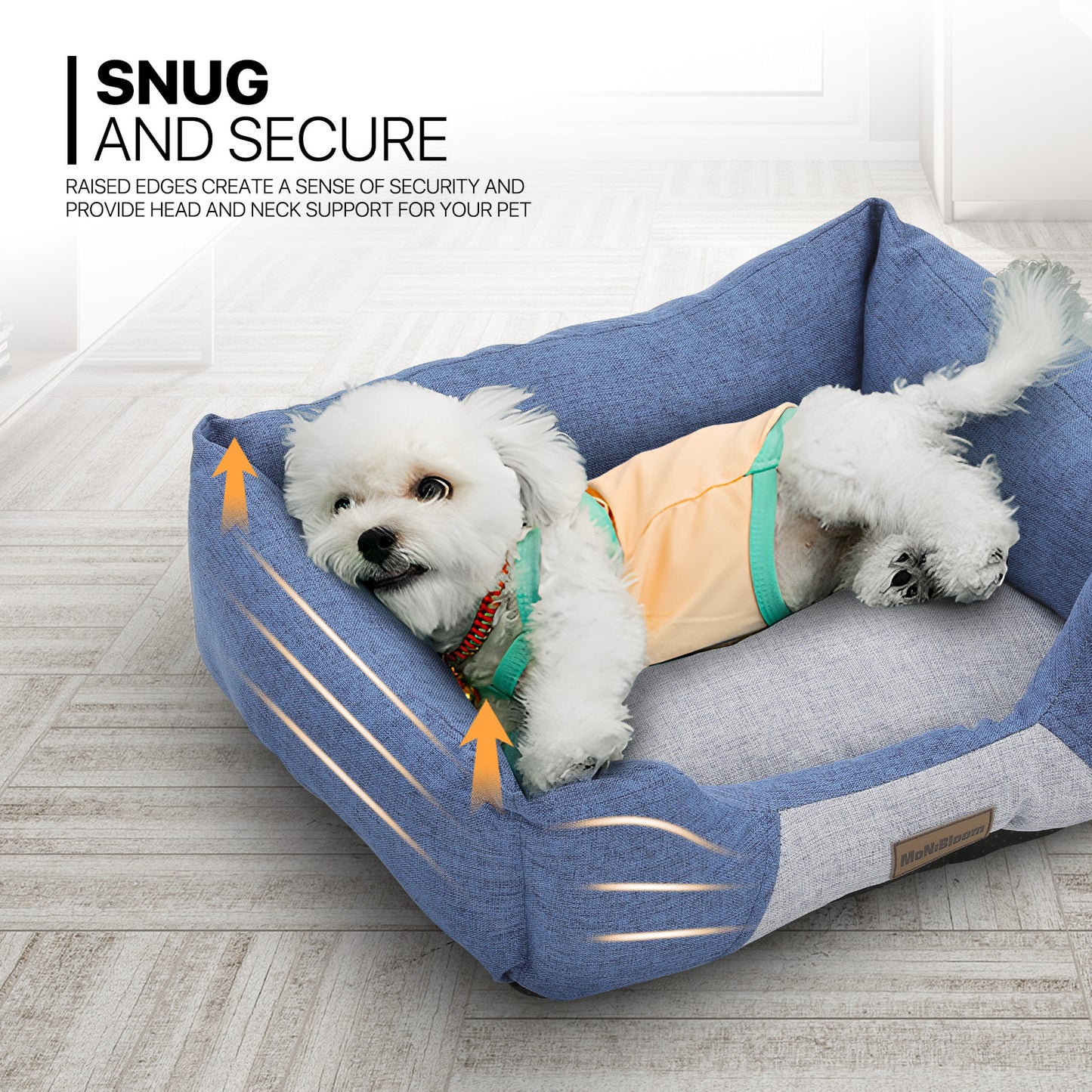 Pet Bed - Rectangle - 20'' Length - Linen-like - Machine Washable