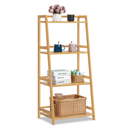 Adjustable Trapezoid Stand Alone Multi-Functional Shelf - 4 Tier - Natural