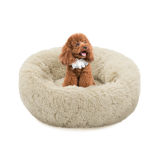 Pet Bed - Round - 24'' Diameter - Long Plush - Machine Washable