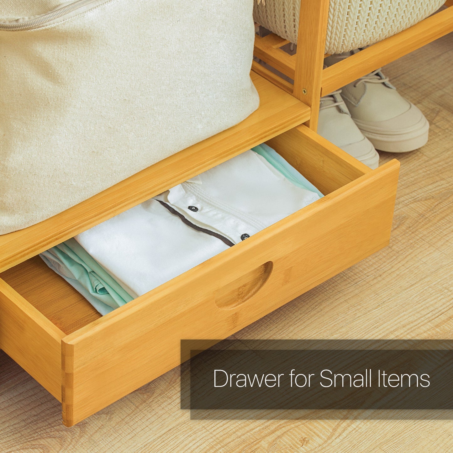 Garment Cabinet Clothes Organizer - with Drawer - Natural