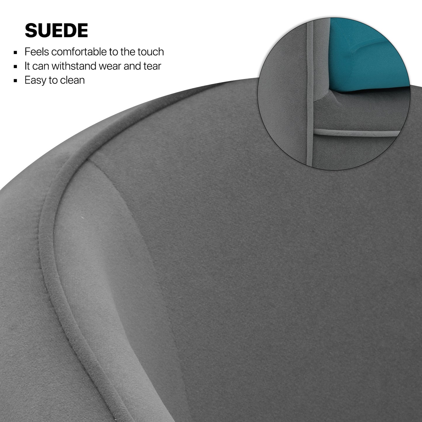 Suede Accent Chair - w/Detachable Cushion - Club Single Sofa - 34" Width