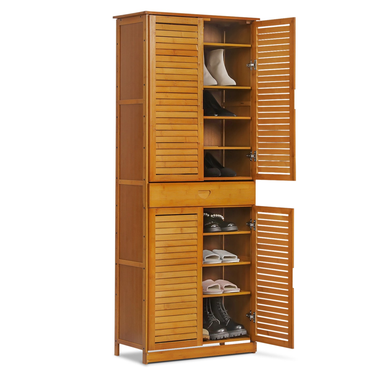 Louver Panel Shoe Cabinet - 26" - 10 Tier - with Drawer