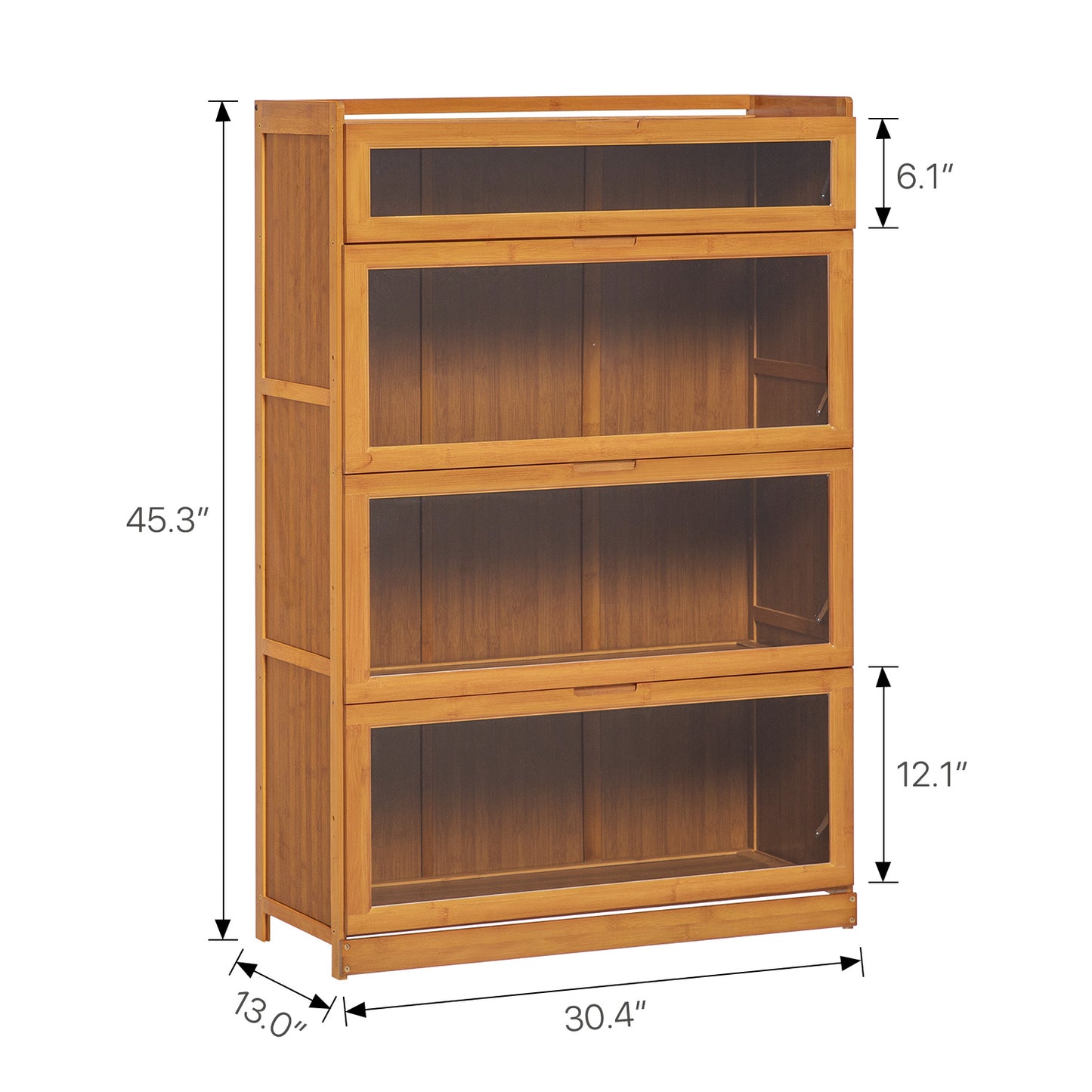 Visible Drop Down Door Bookcase w/Short Compartment - Bamboo/Acrylic - Brown