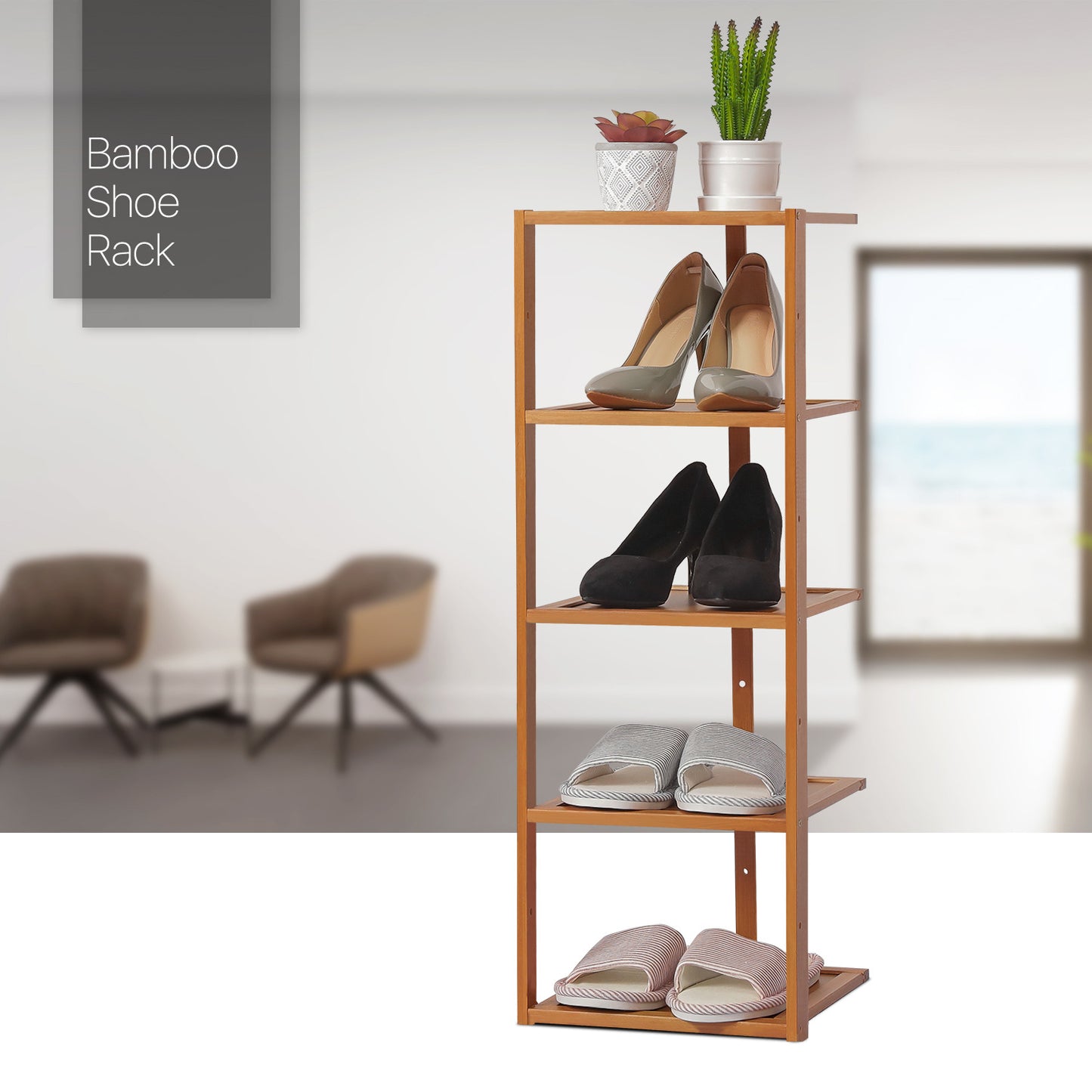 11" Single Stand Shoe Rack - Brown