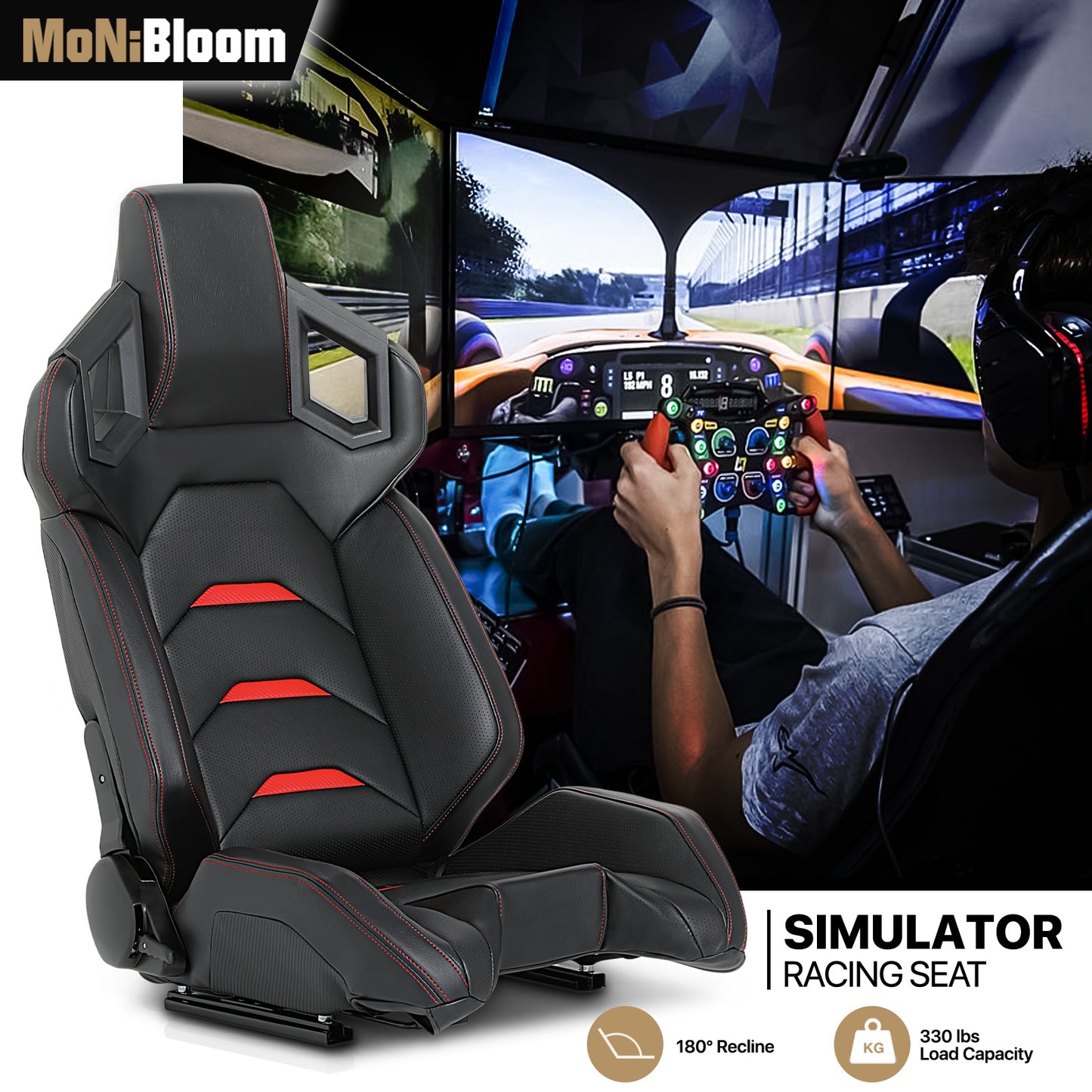 PU leather Gaming Seat - Red - For Racing Simulator
