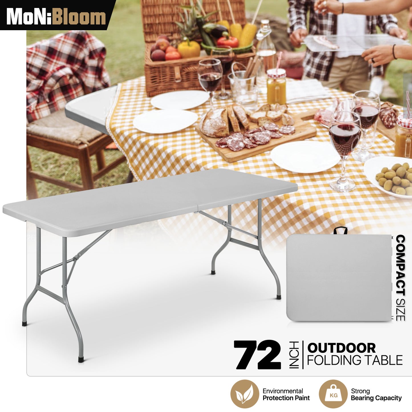 Rectangular 72" Foldable Table
