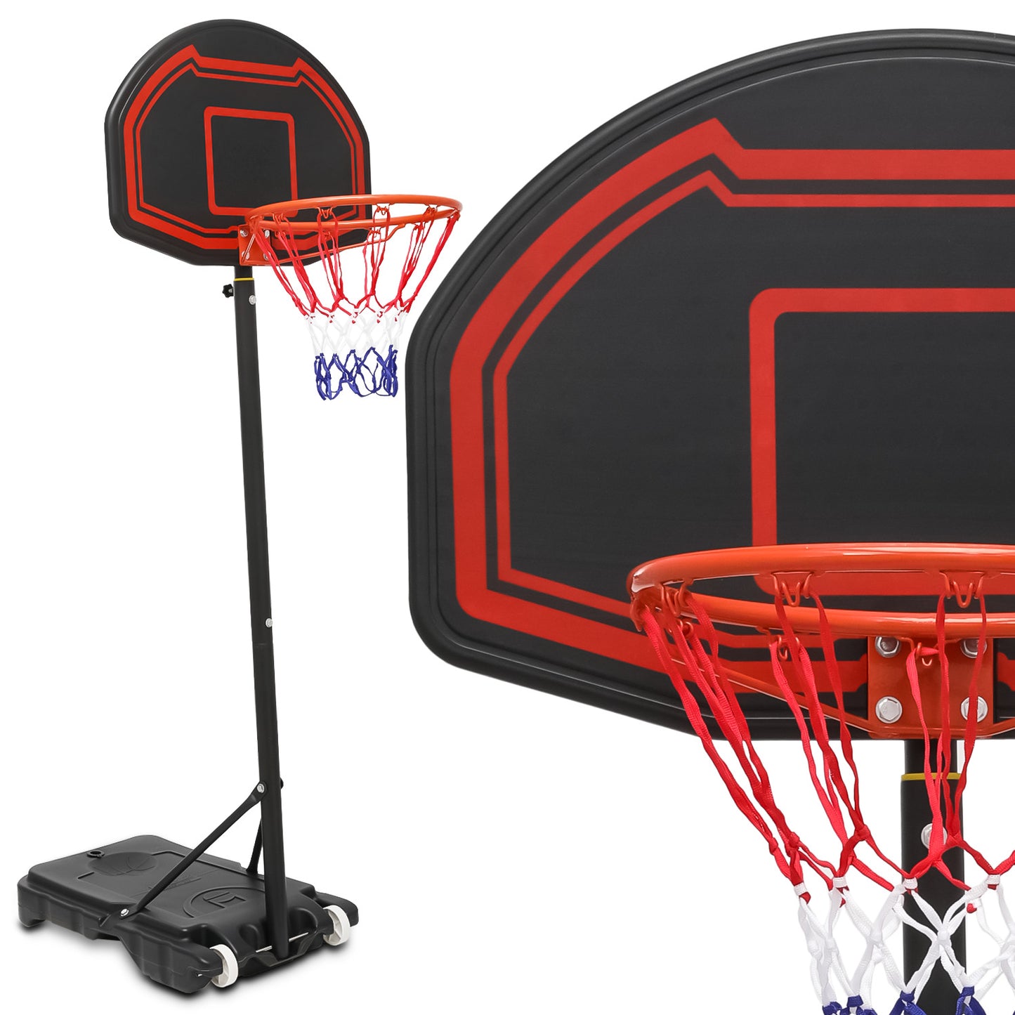 7 ft Adjustable Height Basketball Hoop - Black Backboard