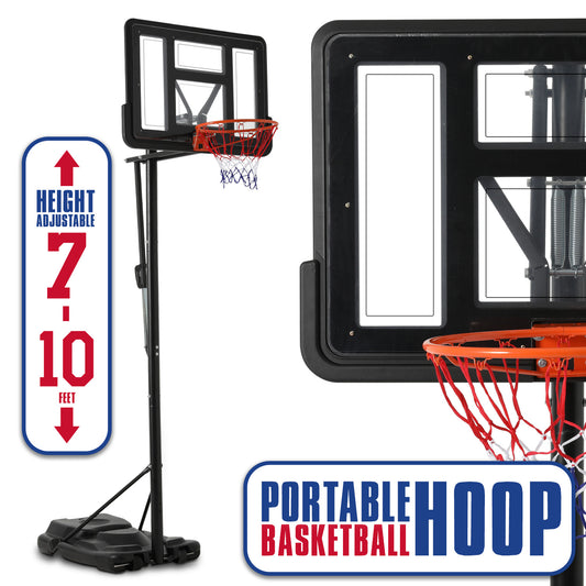 10 Ft Adjustable Height Portable Basketball Hoop w/Standard Rim