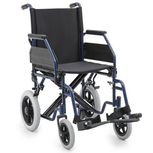 Transport Wheelchair - PU Solid Tyre - Blue