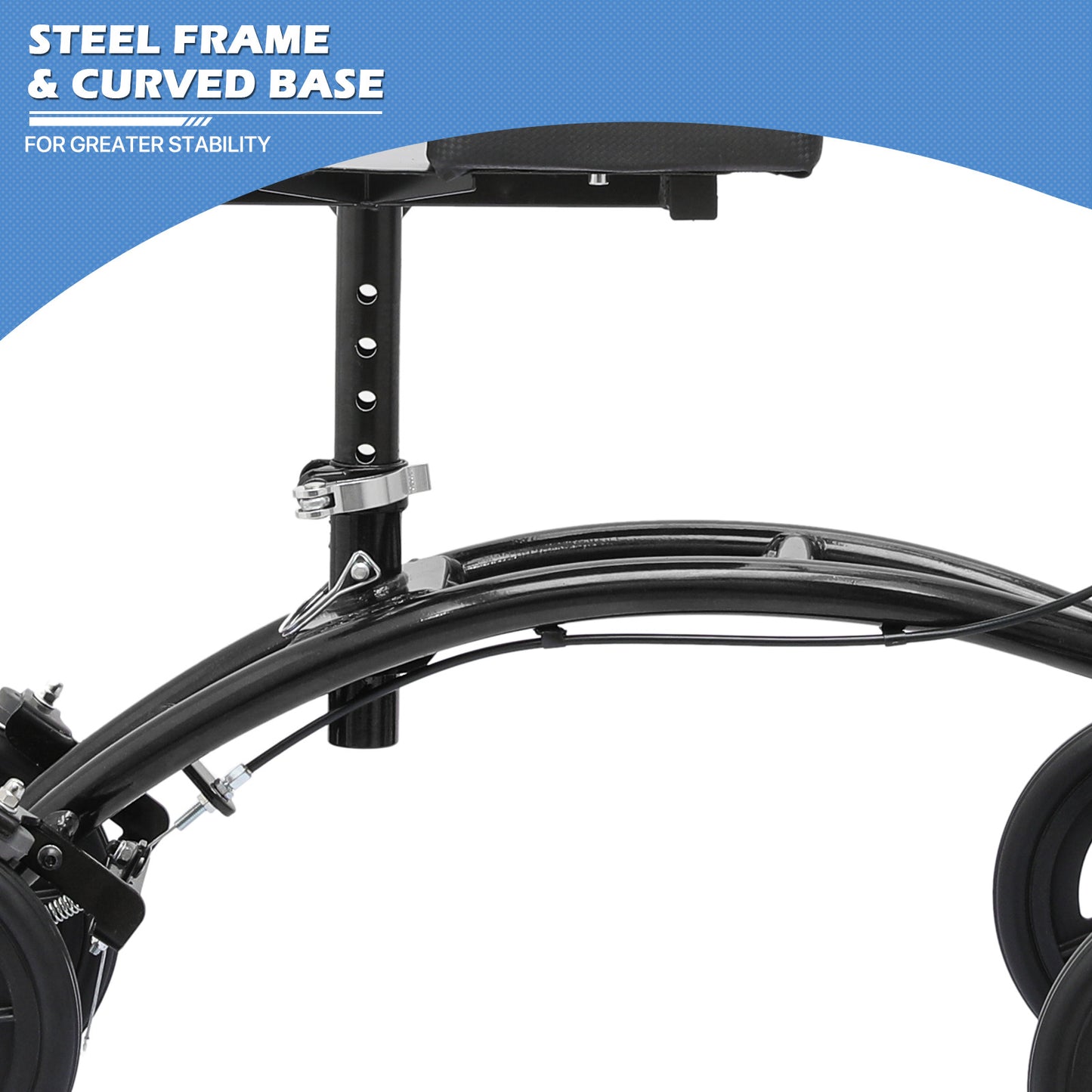 Knee Walker -  Black Steel Frame Nylon Seat - 7.5'' Tires