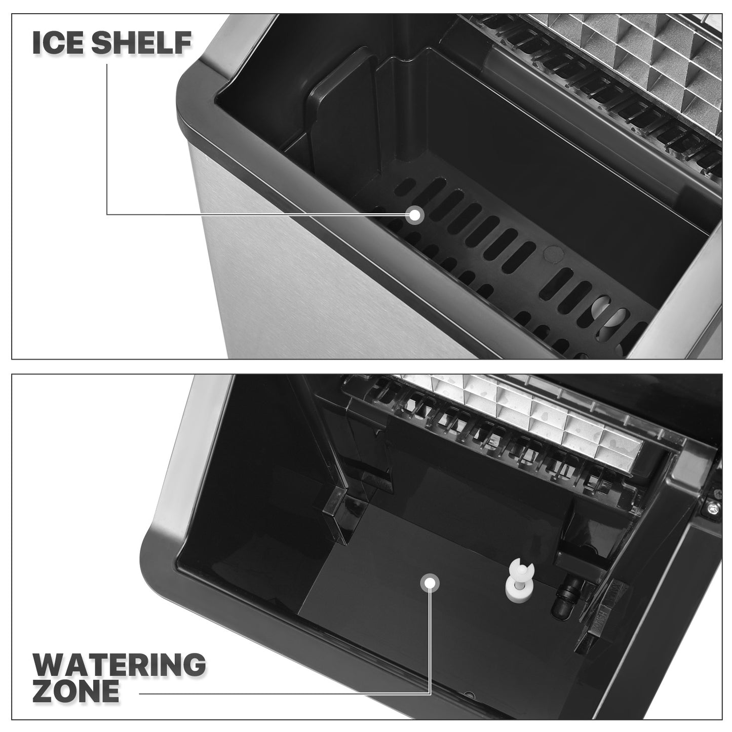 Ice Maker Machine - 2.5L Storage Tank - Bullet Shape - 33lbs/ 24hrs - with Scoop