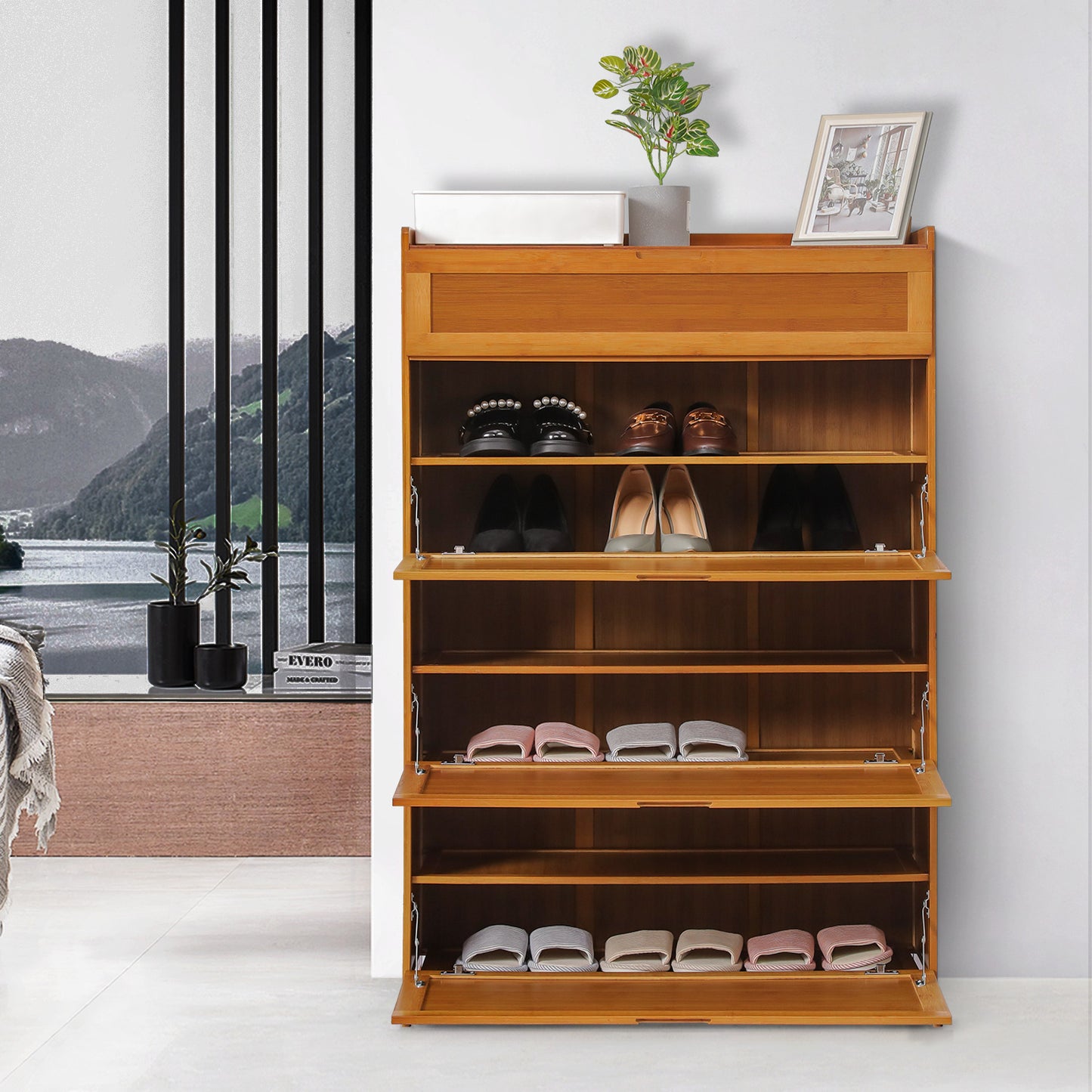 Pull down shoe online rack