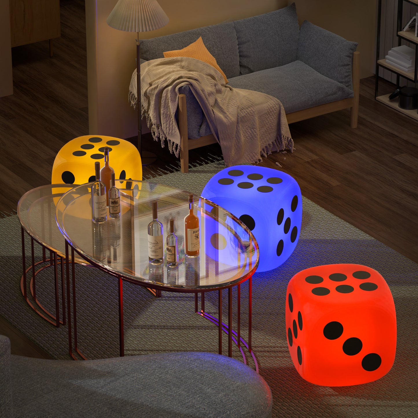 LED - Stool - Dice Cube - 16 Colors Remote Control