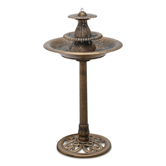 35" Tall Outdoor 3-Tiered Pedestal Water Fountain - Bird Bath