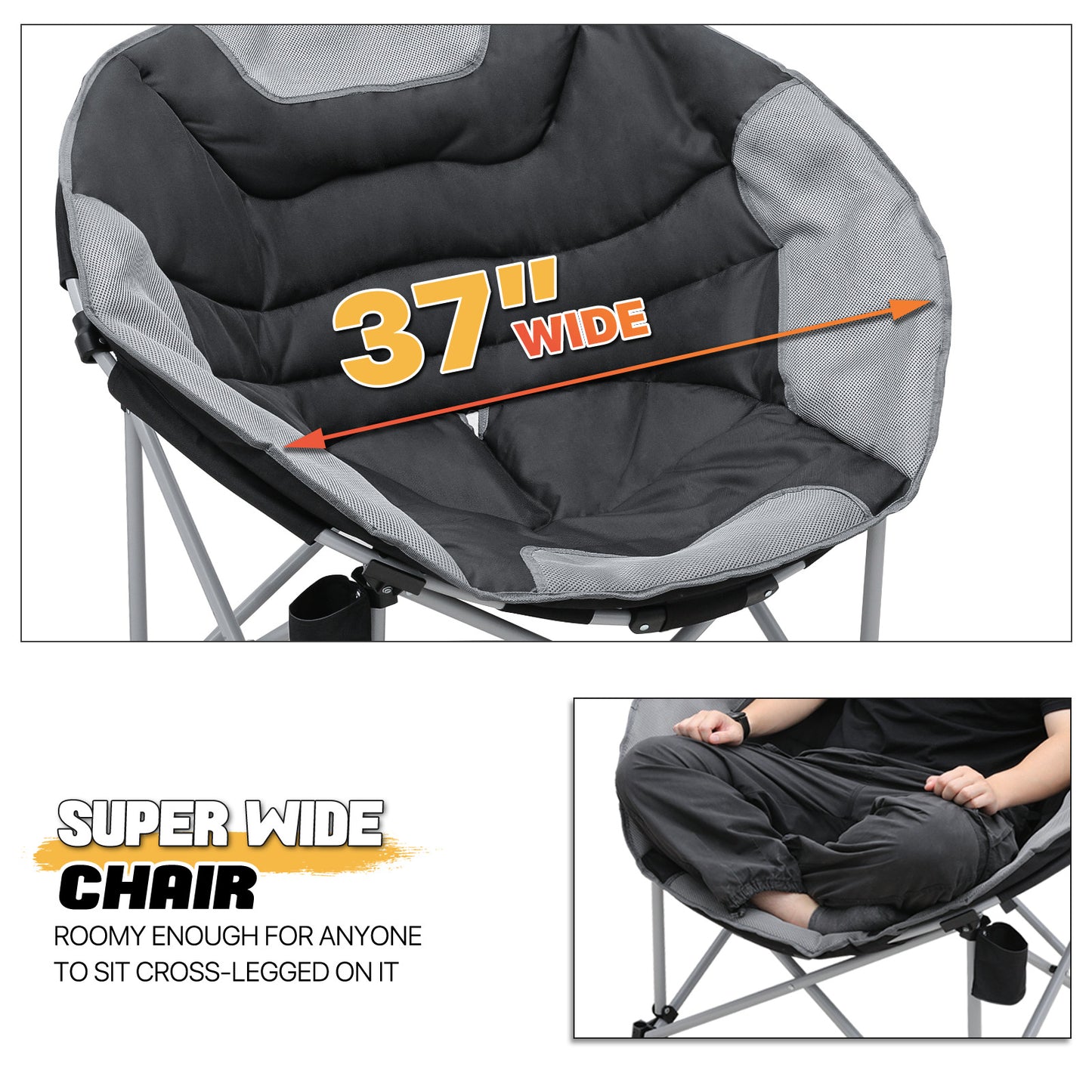 Champing Folding  Moon Chair - 37" Wide Padded Seat