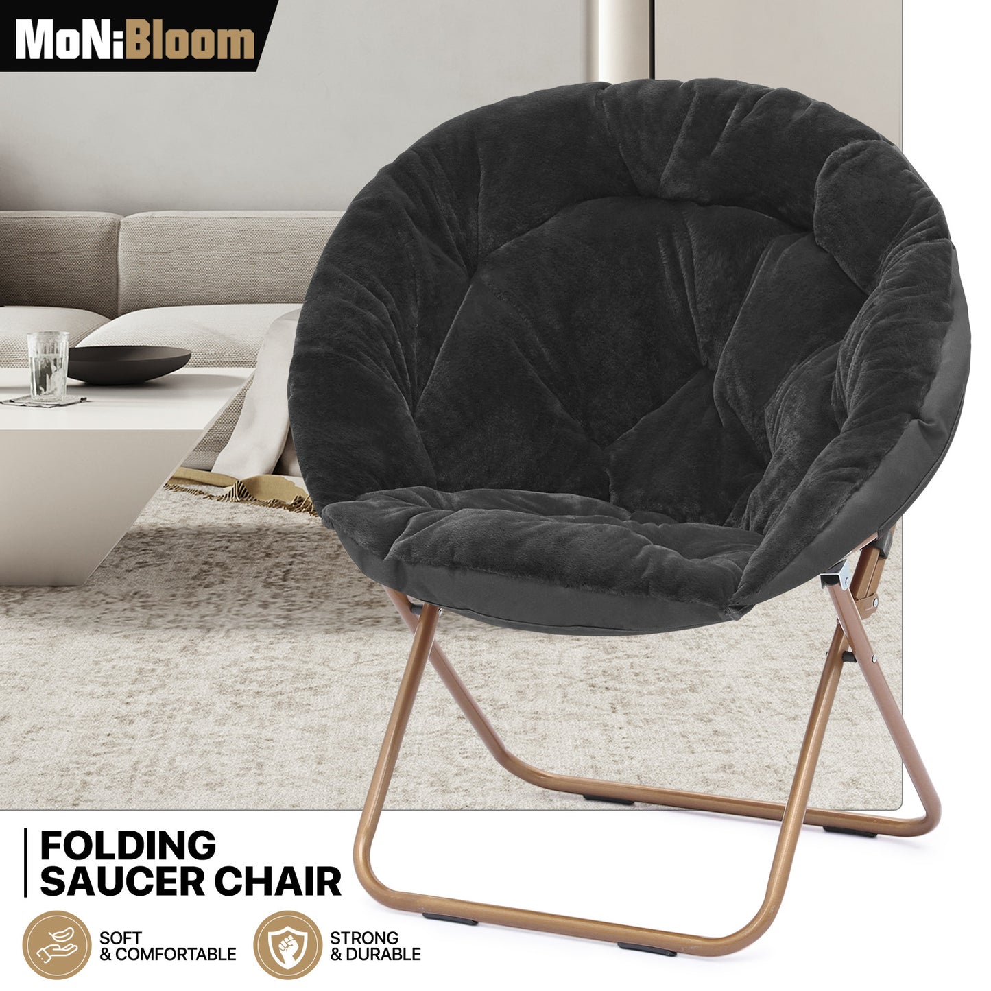 Cozy Chair - Round - Faux Fur - Gold Frame