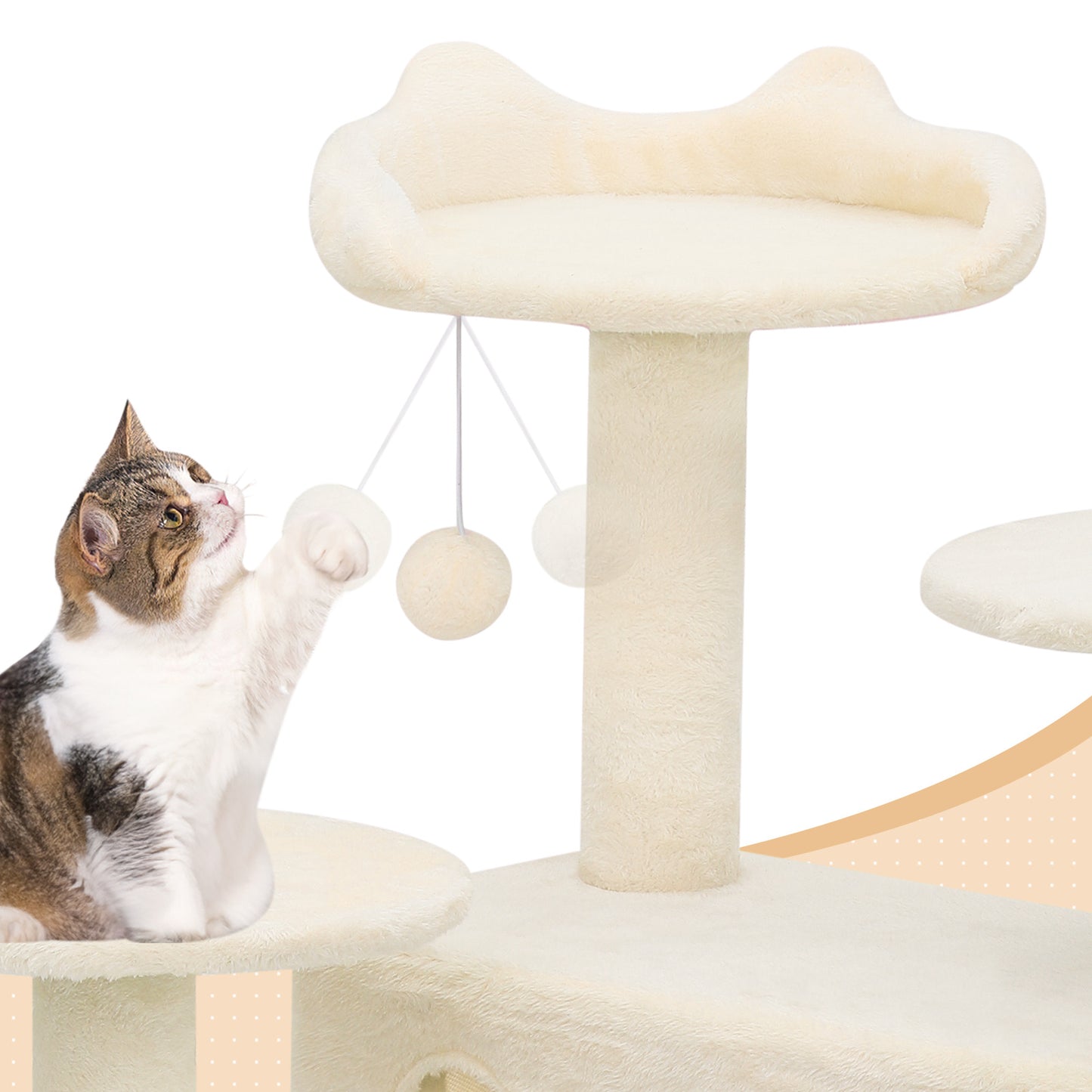 Cat Tree - 54.5'' Height - w/Anti-Tipping Rope, Fabric Scratching Post
