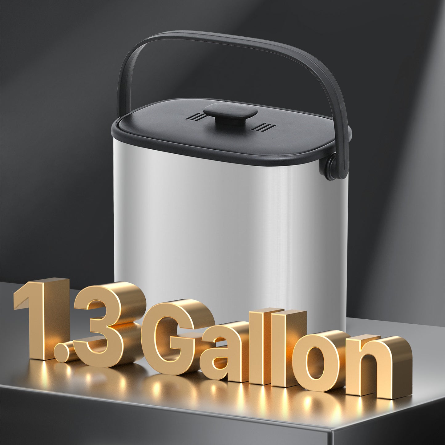 5L Hanging Trash Bin - Stainless Steel - With Lid