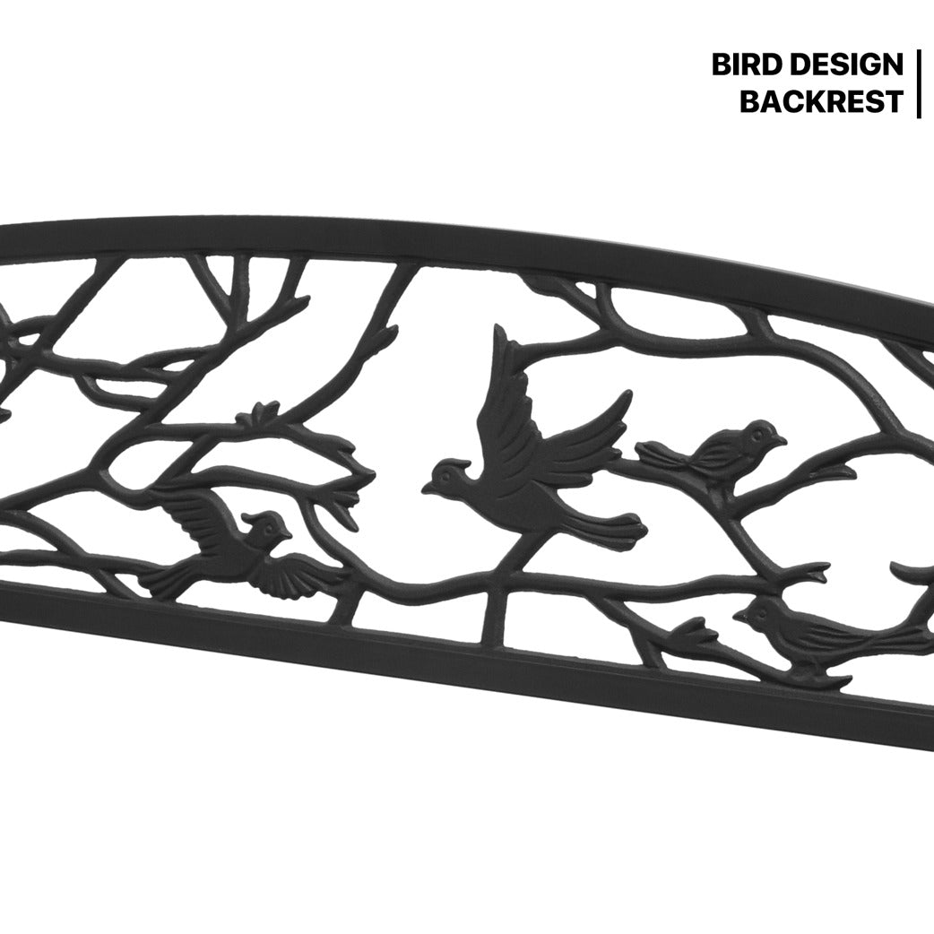 50" Iron Patio Garden Bench - Birds and Branches Pattern