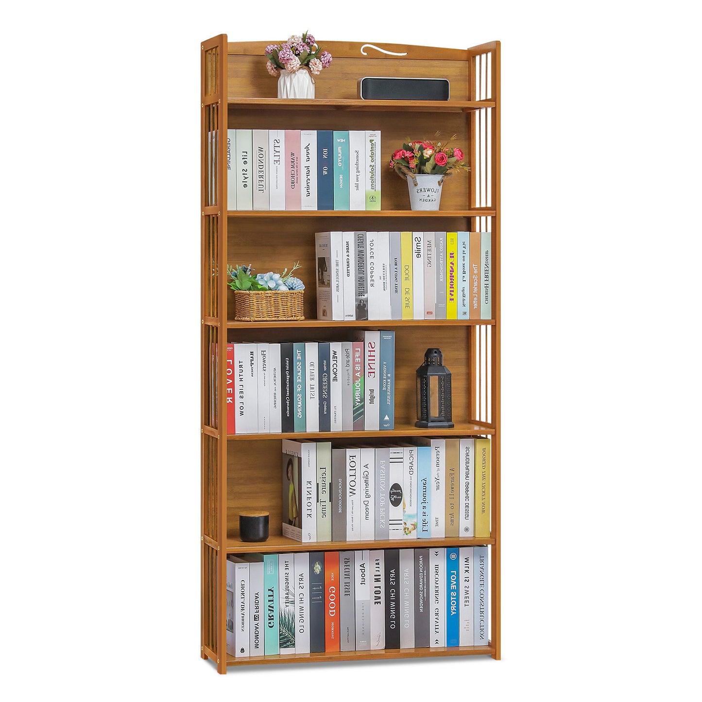 Adjustable Multi-Functional Shelving Organizer - Enclosed Back Panel - 6 Tier - Natural