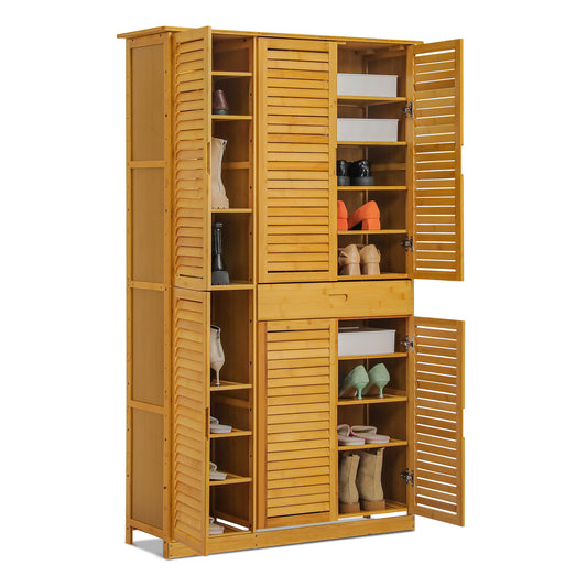 Louver Panel Shoe Cabinet - 40" - 10 Tier - with Drawer