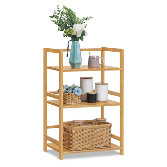 Adjustable Stand Alone Multi-Functional Shelf - 3 Tier - Natural