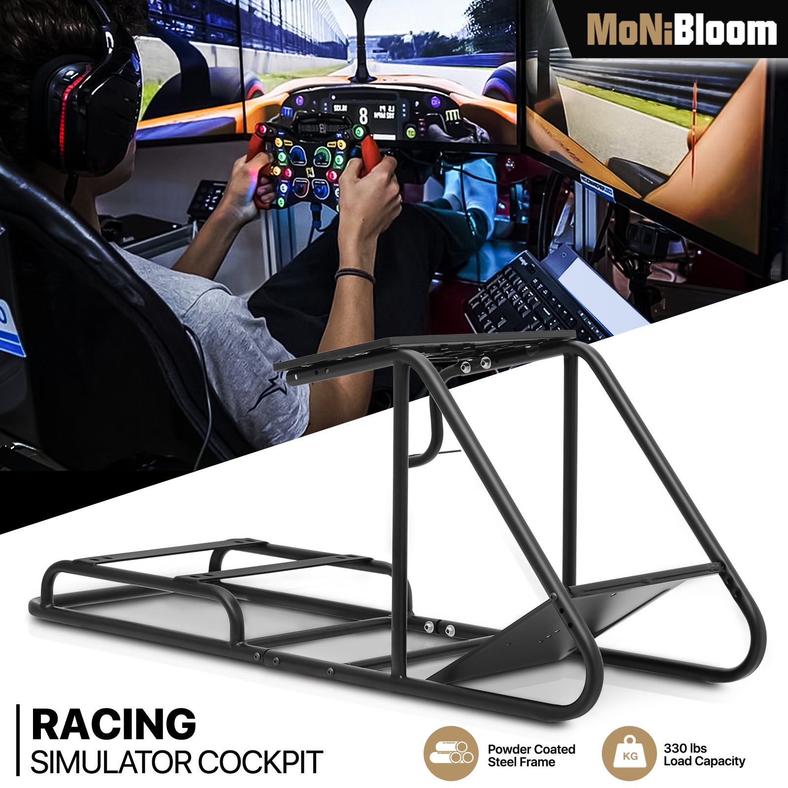 MoNiBloom Racing Steering Wheel Stand Cockpit with Racing Seat Simulator  Height Adjustable fit for Logitech G25, G27, G29, G920, Thrustmaster TX  F458, PS4 PS5 Xbox, Red 