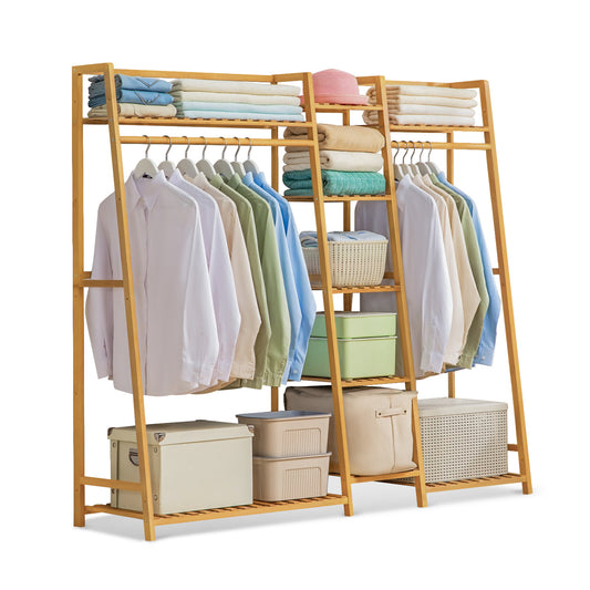 Trapezoid Garment Cabinet Clothes Organizer - Double Rack - 63"