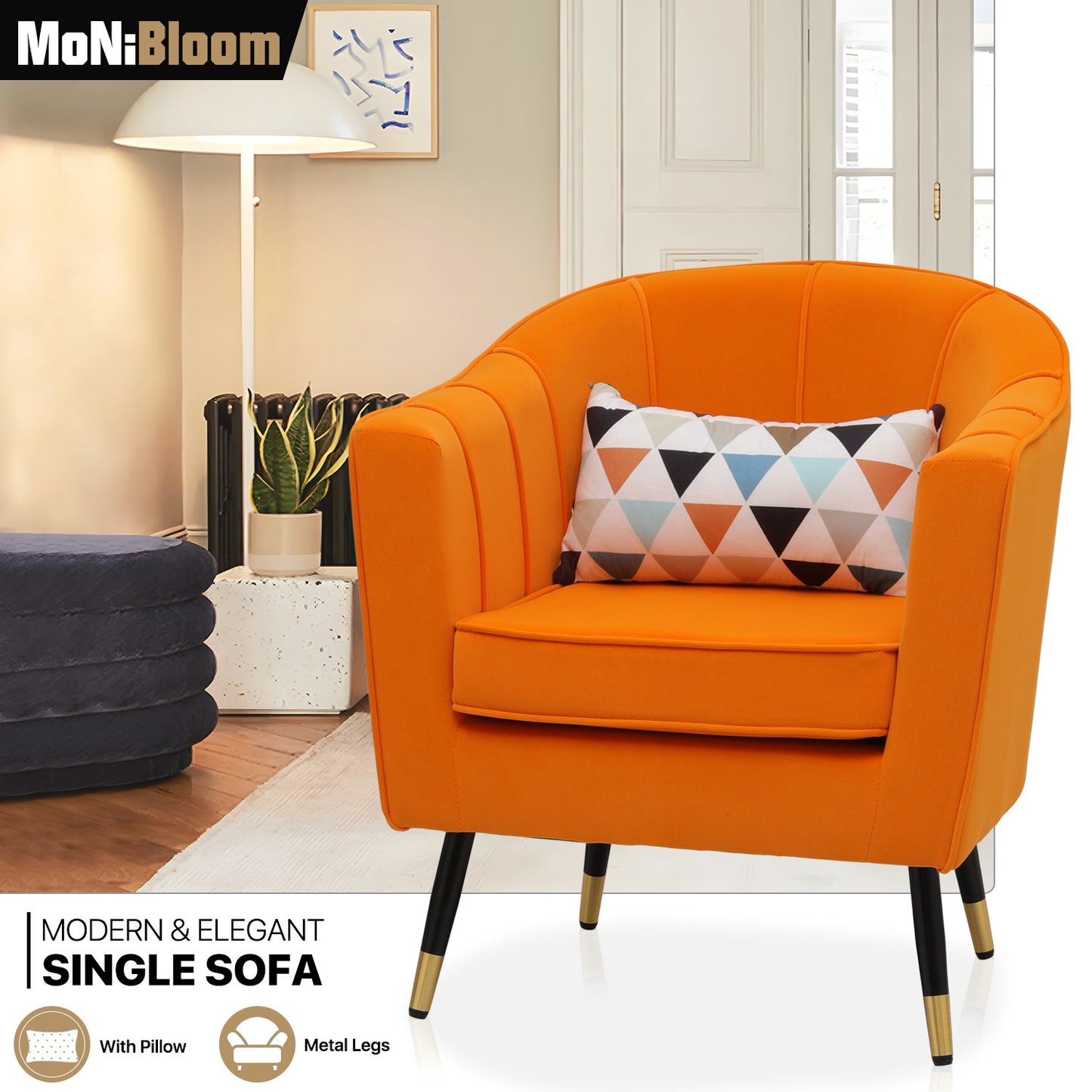 Suede Accent Chair - w/Detachable Cushion - Club Single Sofa - 31" Width