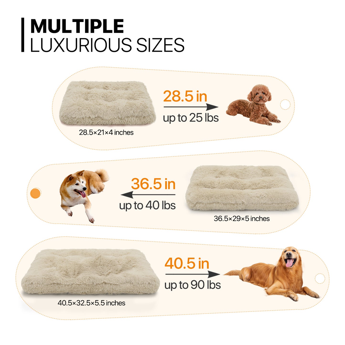 Pet Bed - Rectangle - 36.5'' Length - Long Plush - Machine Washable