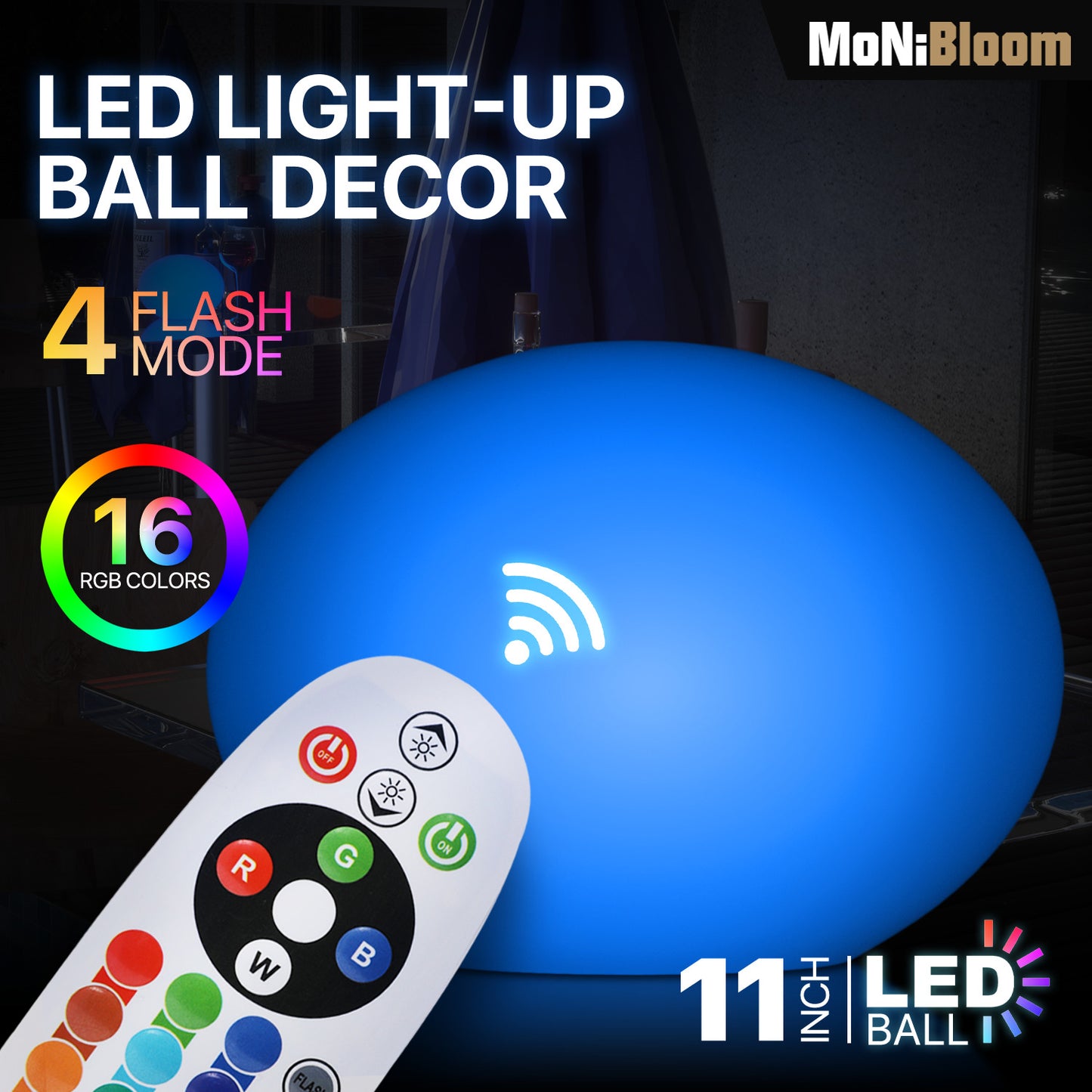 LED - Decor Light - Oblate Ball L - 16 Colors Remote Control