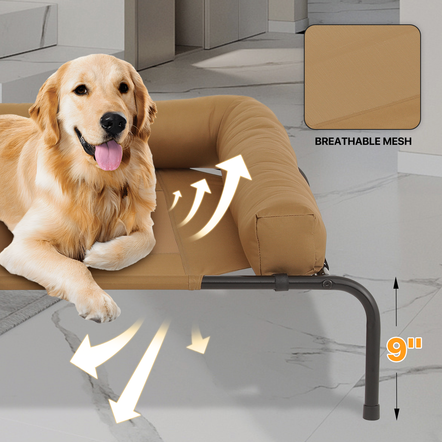 Elevated Dog Bed - w/ Removable Bolster - 48'' Length