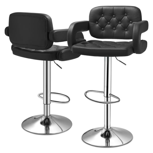 Diamond Pattern Bar Stool w/Handrest 2 Pcs